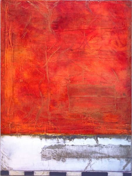 red and white painting on canvas